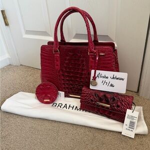 NWTBrahmin Merlot Small Finley, cordella wallet and coin purse